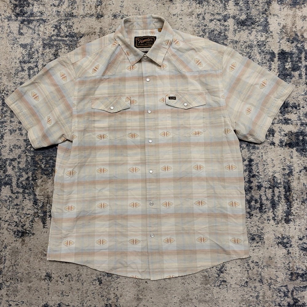 Howler Bros H Bar Snap Shirt Men's Large Western Pearl Aztec Pattern Excellent